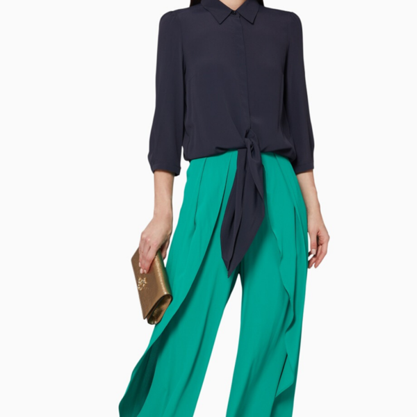 Marella Dalila Tie-front Silk Shirt - Midnight Blue Marella Dalila Tie-front Silk Shirt - Midnight Blue