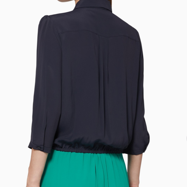 Marella Dalila Tie-front Silk Shirt - Midnight Blue Marella Dalila Tie-front Silk Shirt - Midnight Blue