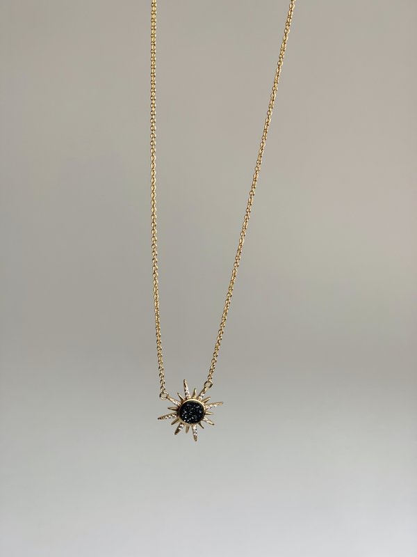 Elizabeth Stone Gemstone Starburst Necklace with Black Druzy Elizabeth Stone Gemstone Starburst Necklace with Black Druzy