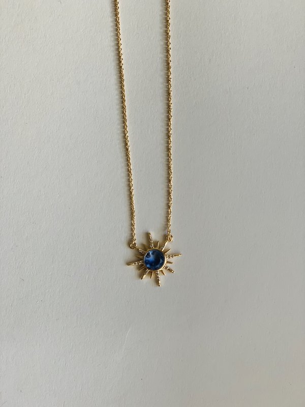 Elizabeth Stone Gemstone Starburst Necklace - Blue Tourmaline Elizabeth Stone Gemstone Starburst Necklace - Blue Tourmaline