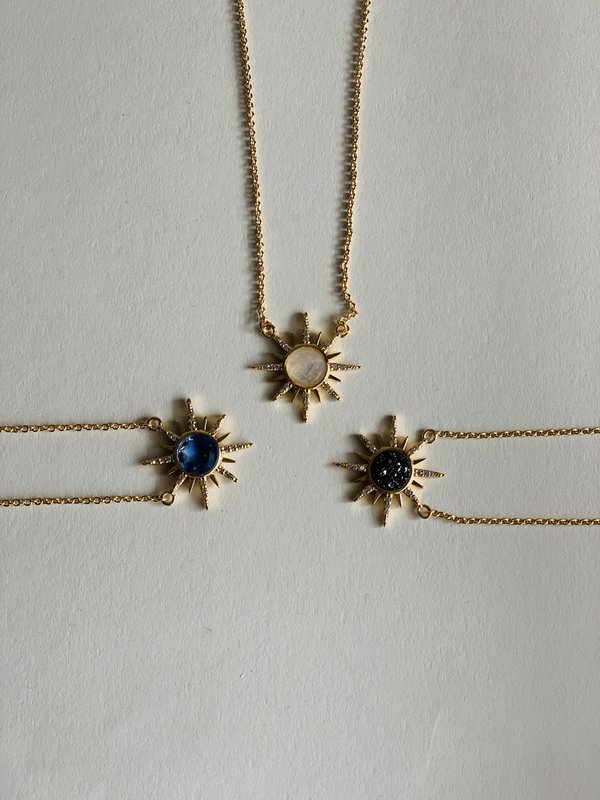 Elizabeth Stone Gemstone Starburst Necklace - Blue Tourmaline Elizabeth Stone Gemstone Starburst Necklace - Blue Tourmaline
