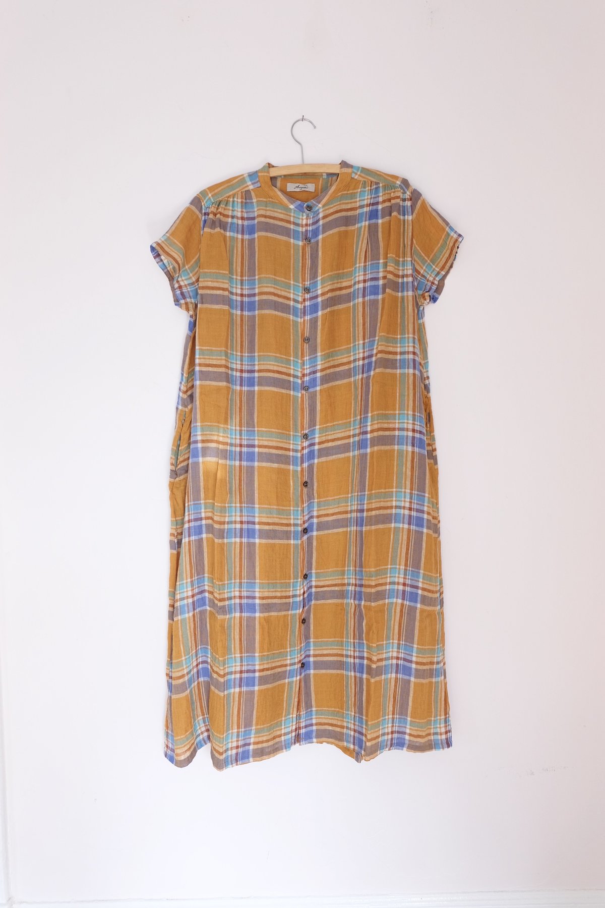 ICHI ANTIQUITES Linen Madras Check Dress - Orange | Garmentory