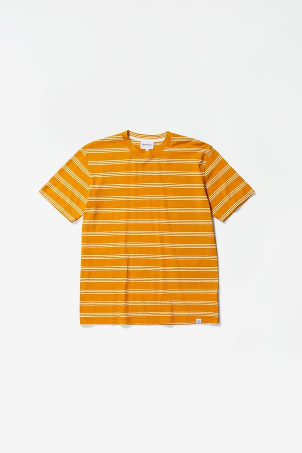 Norse Projects Johannes Cotton Linen stripe T-shirt - cadmiun orange Norse Projects Johannes Cotton Linen stripe T-shirt - cadmiun orange