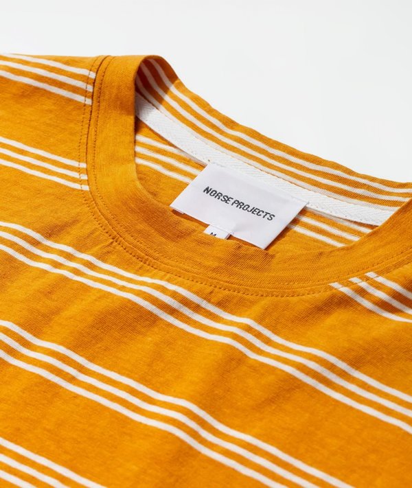 Norse Projects Johannes Cotton Linen stripe T-shirt - cadmiun orange Norse Projects Johannes Cotton Linen stripe T-shirt - cadmiun orange