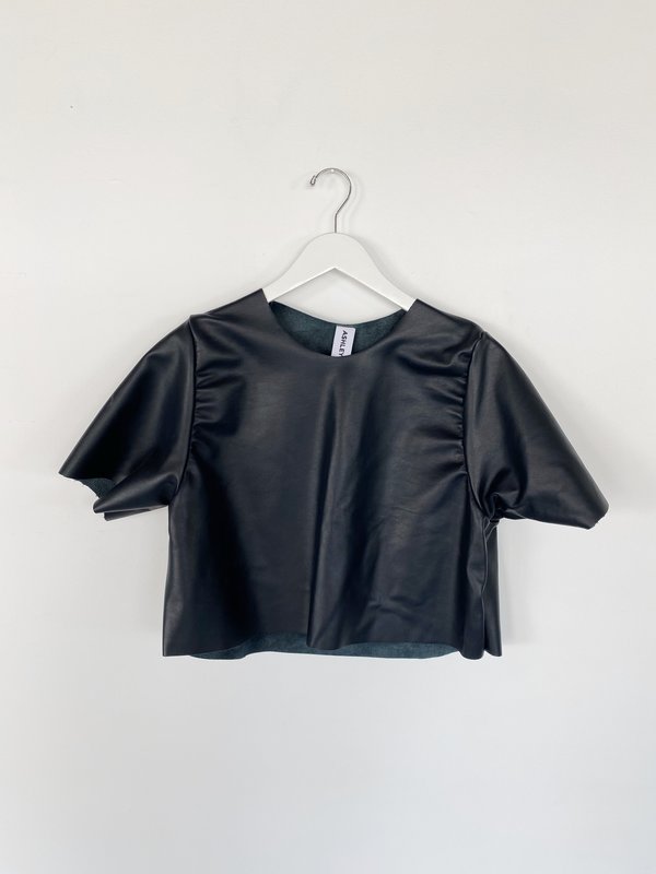 Ashley Rowe Leather Fitted Tee - Navy Ashley Rowe Leather Fitted Tee - Navy