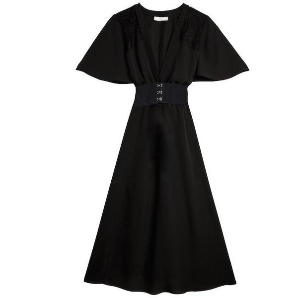fleur du mal V-Neck Gathered Dress - Black fleur du mal V-Neck Gathered Dress - Black