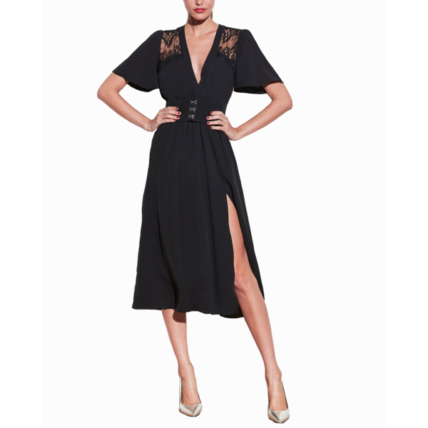 fleur du mal V-Neck Gathered Dress - Black fleur du mal V-Neck Gathered Dress - Black