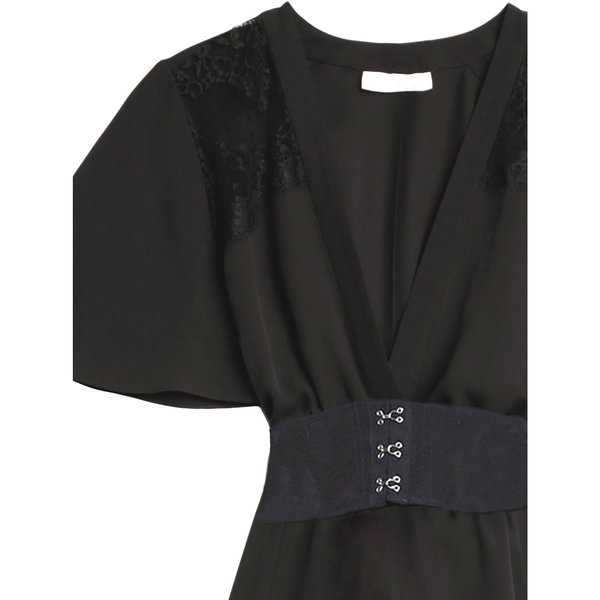 fleur du mal V-Neck Gathered Dress - Black fleur du mal V-Neck Gathered Dress - Black