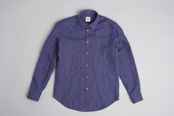 Delikatessen Feel Good Cotton Shirt - Navy/Red Stripe Delikatessen Feel Good Cotton Shirt - Navy/Red Stripe