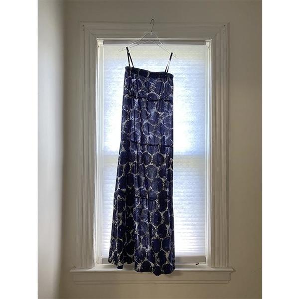 Laura Urbinati Abito Tiered Cotton Maxi Dress - Navy