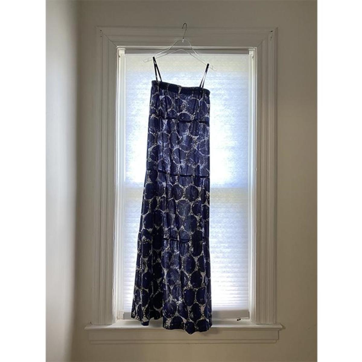 Laura Urbinati Abito Tiered Cotton Maxi Dress - Navy - Image 2 of 3