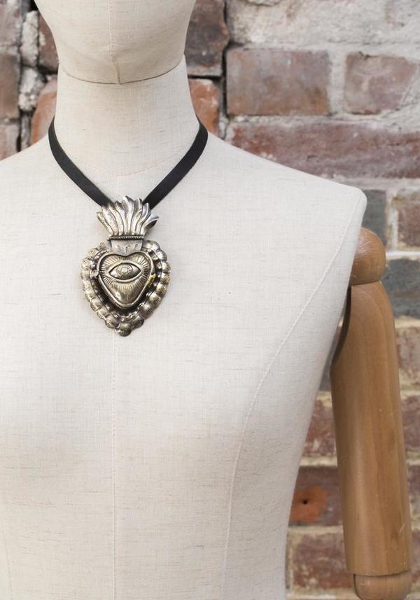 Tita Lopez Flaming Heart And Cosmic Eye Locket Necklace Tita Lopez Flaming Heart And Cosmic Eye Locket Necklace