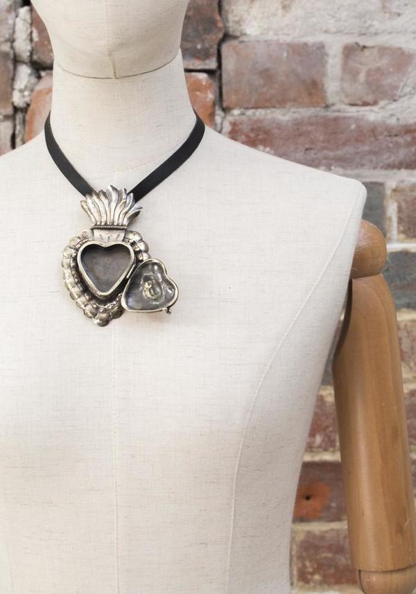 Tita Lopez Flaming Heart And Cosmic Eye Locket Necklace Tita Lopez Flaming Heart And Cosmic Eye Locket Necklace