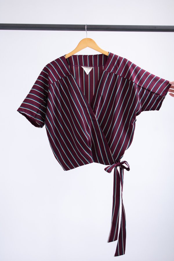 Conrado Catherine Surplice Top - Burgundy Stripe Conrado Catherine Surplice Top - Burgundy Stripe