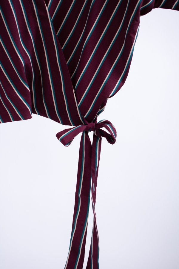 Conrado Catherine Surplice Top - Burgundy Stripe Conrado Catherine Surplice Top - Burgundy Stripe