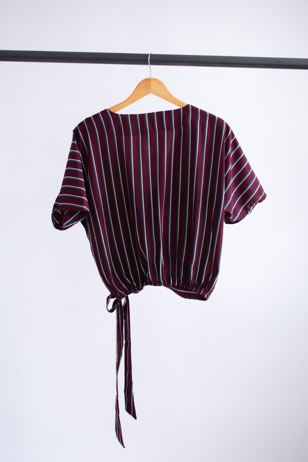 Conrado Catherine Surplice Top - Burgundy Stripe Conrado Catherine Surplice Top - Burgundy Stripe