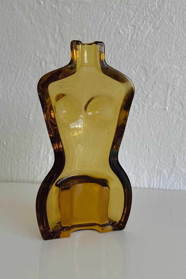 Vintage Female Form Glass Ashtray - Amber Vintage Female Form Glass Ashtray - Amber