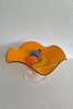 Vintage Wavy Pedestal Glass Bowl - Tangerine - Thumbnail 1