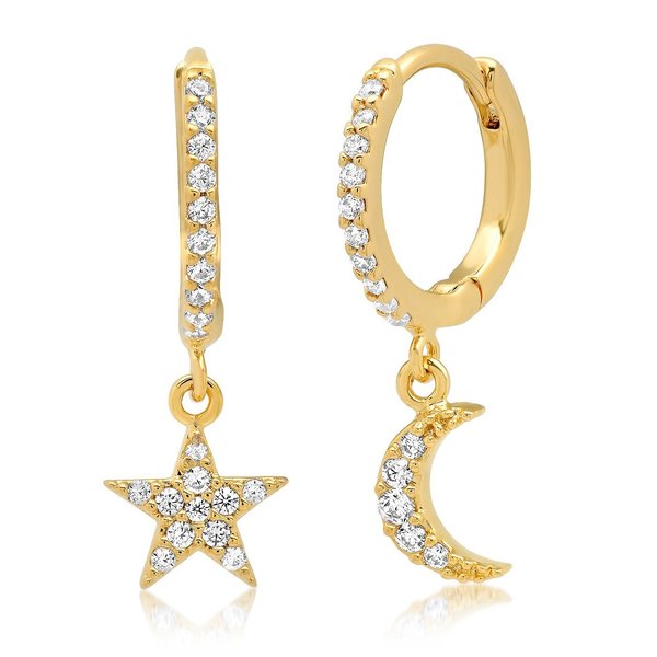 Tai Star And Moon Pave Huggie - Gold Tai Star And Moon Pave Huggie - Gold