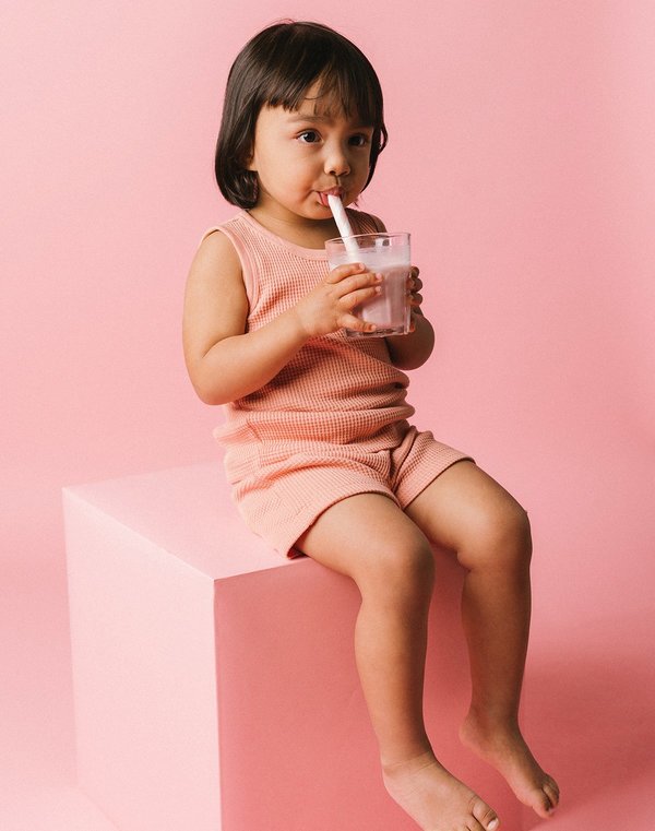 Kids Noble Organic Waffle Tank Set - Pink Sea Salt Kids Noble Organic Waffle Tank Set - Pink Sea Salt