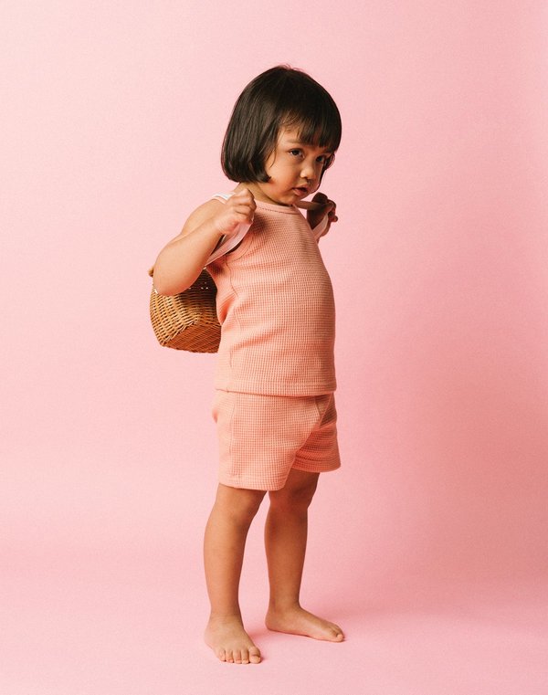 Kids Noble Organic Waffle Tank Set - Pink Sea Salt Kids Noble Organic Waffle Tank Set - Pink Sea Salt