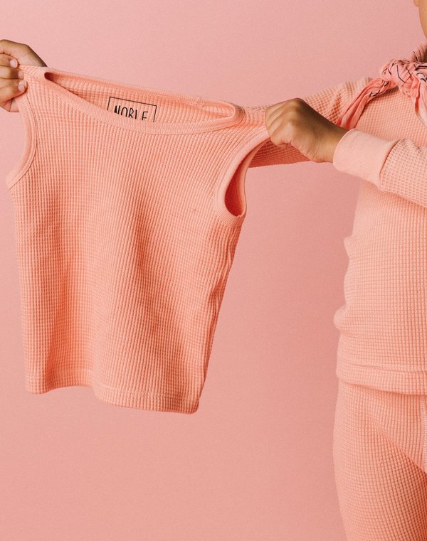 Kids Noble Organic Waffle Tank Set - Pink Sea Salt Kids Noble Organic Waffle Tank Set - Pink Sea Salt