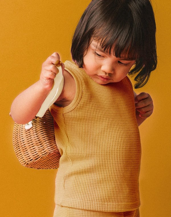Kids Noble Organic Waffle Tank Set - Turmeric Kids Noble Organic Waffle Tank Set - Turmeric