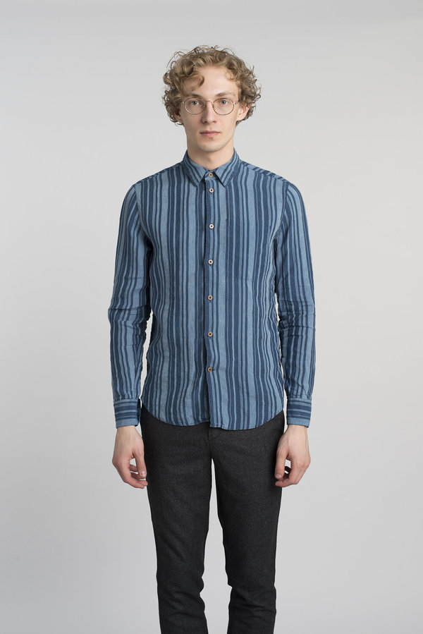 Delikatessen Feel Good Cotton Shirt - Navy Stripe Delikatessen Feel Good Cotton Shirt - Navy Stripe