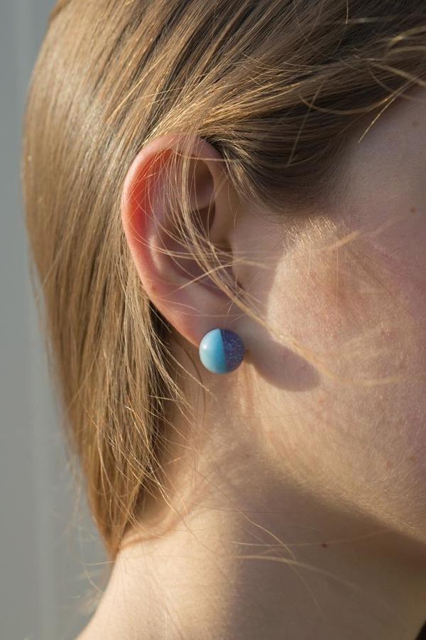 Keane Glass Two Tone Studs - Blue Keane Glass Two Tone Studs - Blue