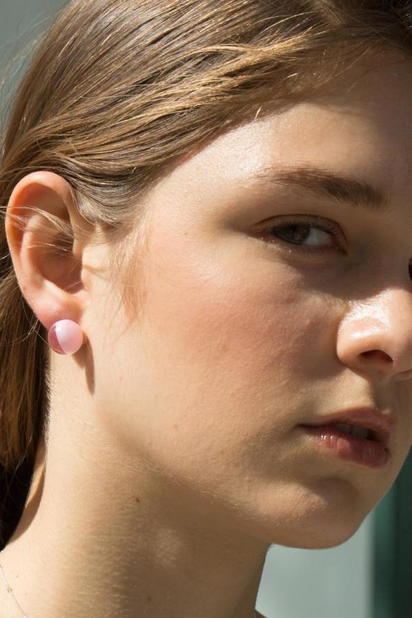Keane Glass Two Tone Studs - Pink Keane Glass Two Tone Studs - Pink