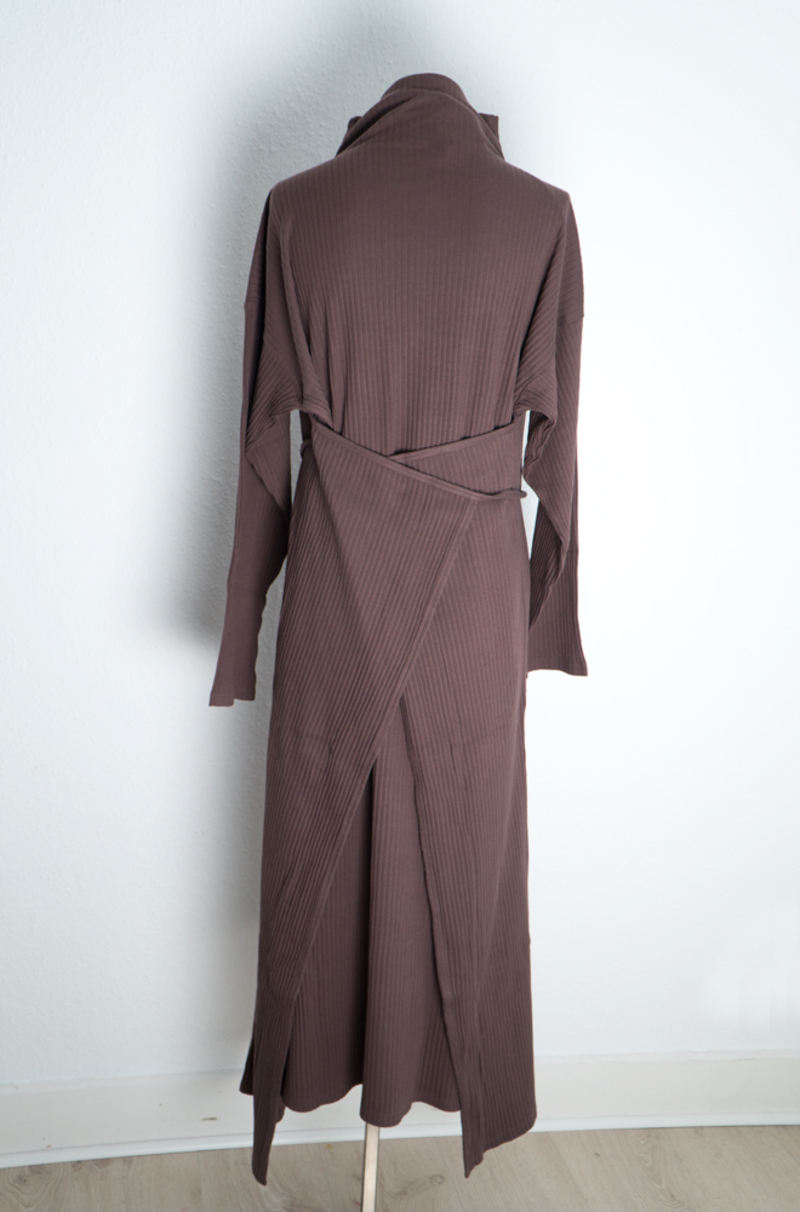 Baserange Lhasa Kaftan in Fleece Rib - sierra brown | Garmentory 