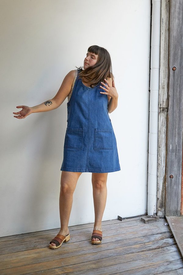 North Of West Caroline Jumper Dress - Denim | Garmentory North Of West Caroline Jumper Dress - Denim | Garmentory