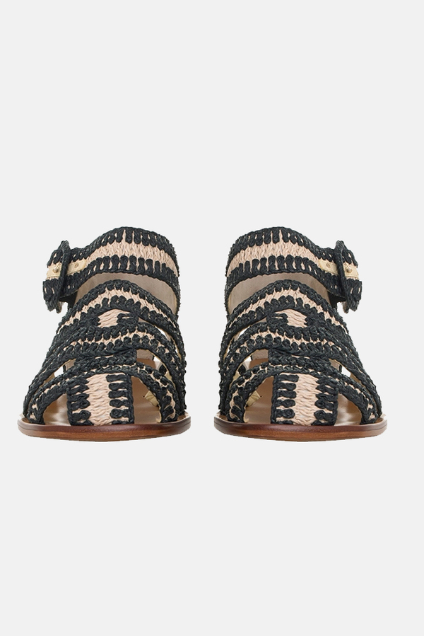 Zimmermann Wavy Raffia Slide - Natural/Black Zimmermann Wavy Raffia Slide - Natural/Black