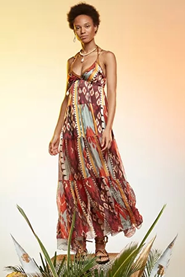 knee length dresses for ladies Forte Forte Maxi Dress Orchidea Fabulosa Pink Floral Print Silk Chiffo   Celebrity Owned