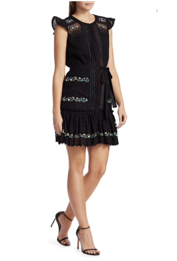 Saloni Bea Dress - Black/Ditzy Chain Emb Saloni Bea Dress - Black/Ditzy Chain Emb