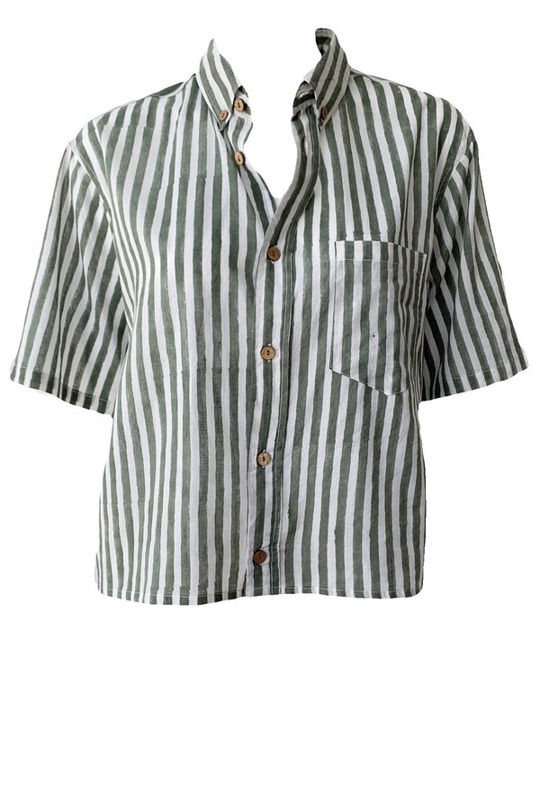 Emerson Fry Boxy Shirt - Moss Stripe Emerson Fry Boxy Shirt - Moss Stripe