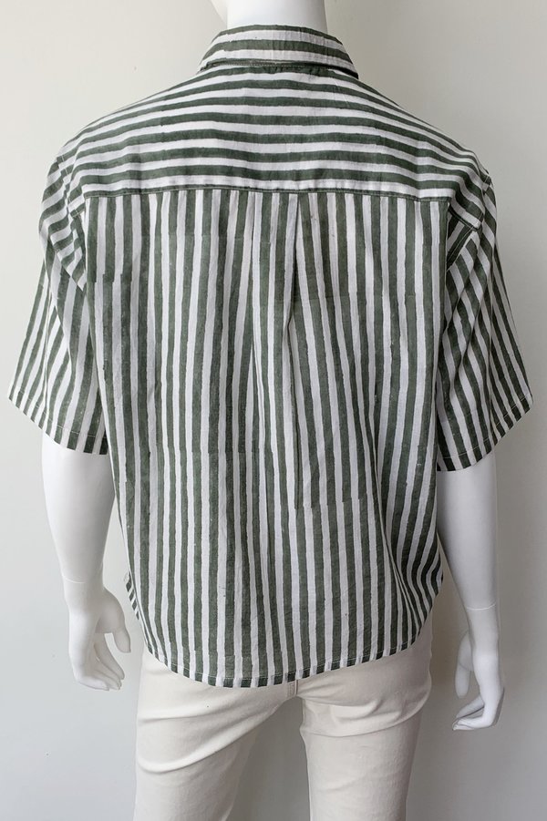 Emerson Fry Boxy Shirt - Moss Stripe Emerson Fry Boxy Shirt - Moss Stripe