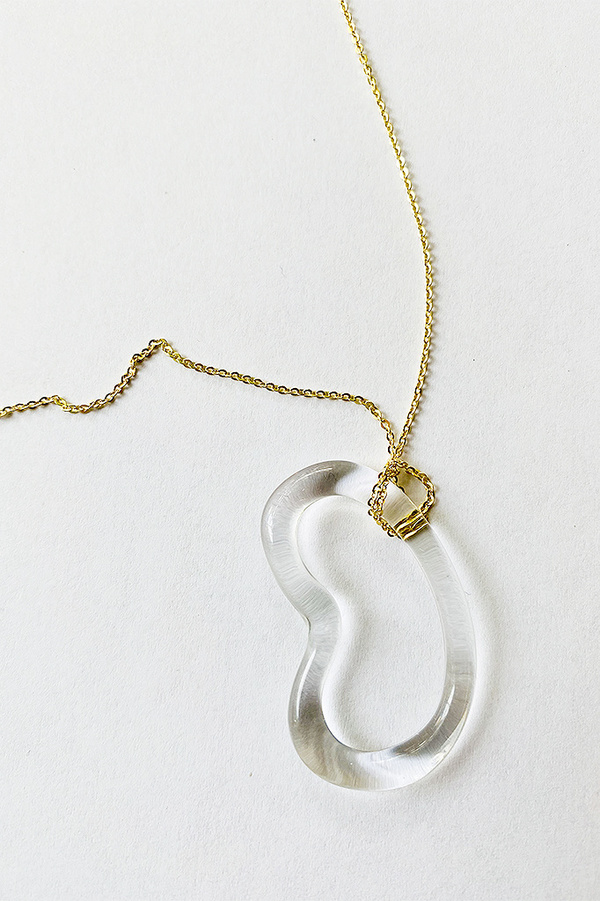 Jane D'Arensbourg Glass Bean Pendant on Gold Plated Chain Jane D'Arensbourg Glass Bean Pendant on Gold Plated Chain