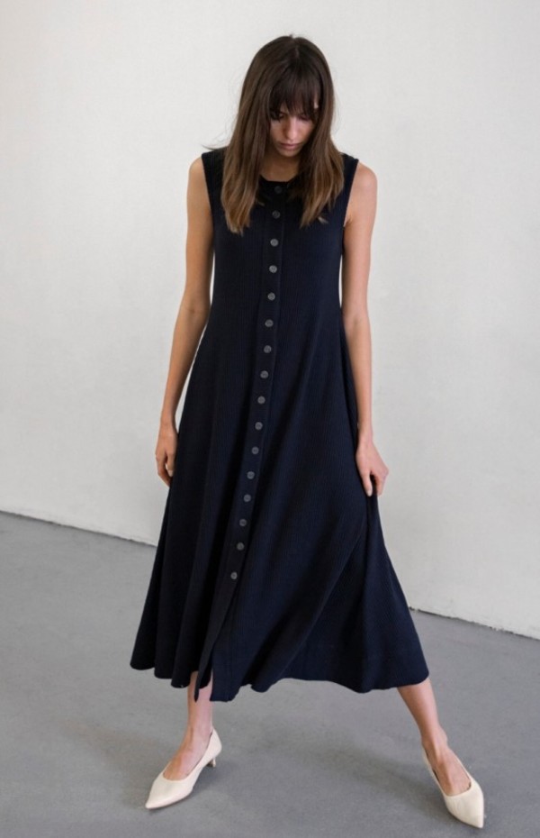 Delfina Balda Basic Color Sleeveless Dress - Navy Delfina Balda Basic Color Sleeveless Dress - Navy