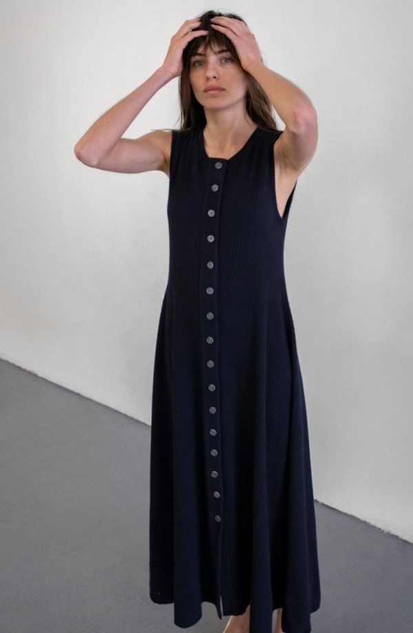 Delfina Balda Basic Color Sleeveless Dress - Navy Delfina Balda Basic Color Sleeveless Dress - Navy