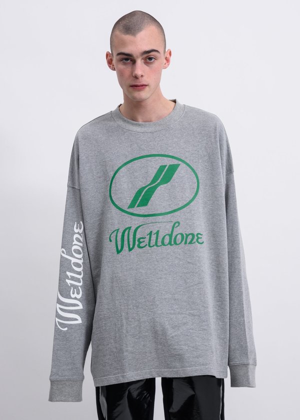we11done WD Print Logo Long Sleeves - Grey we11done WD Print Logo Long Sleeves - Grey