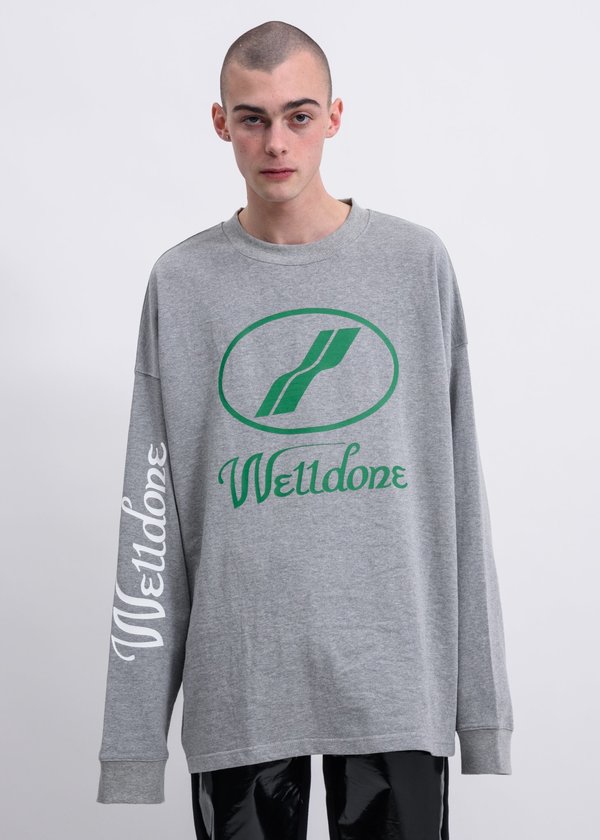 we11done WD Print Logo Long Sleeves - Grey | Garmentory