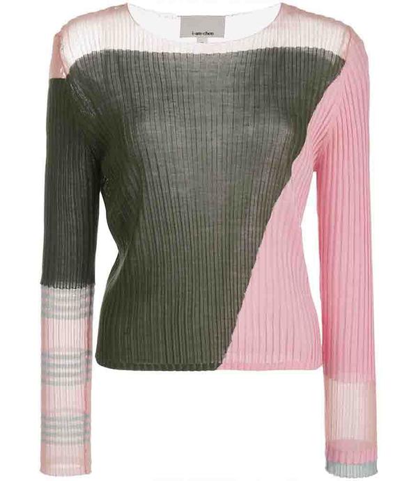 I Am Chen Colorblock Top - Dark Green I Am Chen Colorblock Top - Dark Green