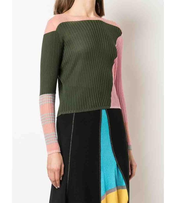 I Am Chen Colorblock Top - Dark Green I Am Chen Colorblock Top - Dark Green