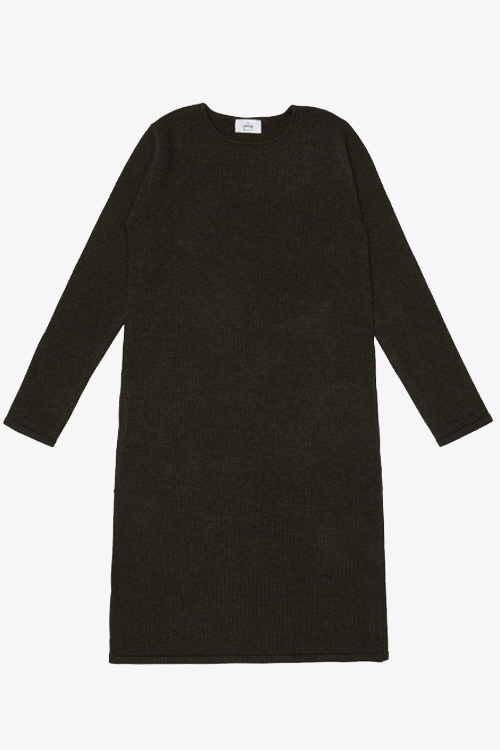 AMONG SEOUL Side Slit Knit Dress- Khaki AMONG SEOUL Side Slit Knit Dress- Khaki