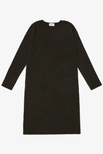 AMONG SEOUL Side Slit Knit Dress- Khaki AMONG SEOUL Side Slit Knit Dress- Khaki