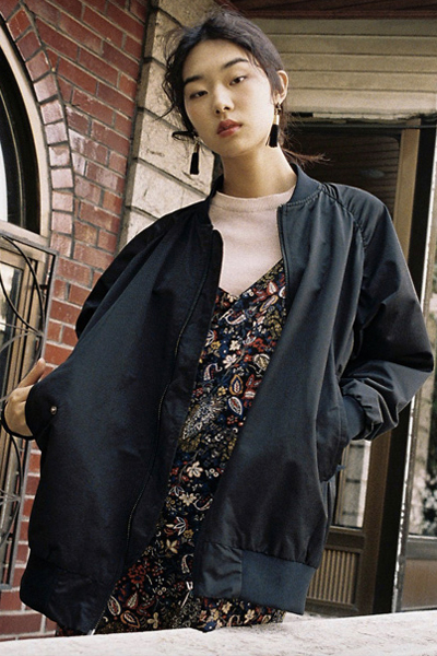 AMONG SEOUL Oversized Bomber Jacket- Khaki AMONG SEOUL Oversized Bomber Jacket- Khaki