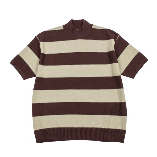 Needles S/s U Mock Neck Sweater - Brown Stripe Needles S/s U Mock Neck Sweater - Brown Stripe