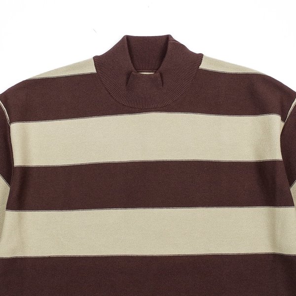 Needles S/s U Mock Neck Sweater - Brown Stripe Needles S/s U Mock Neck Sweater - Brown Stripe