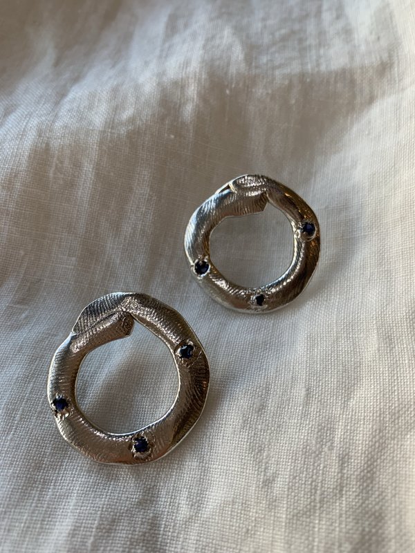 BEFORE MARCH Ouroboros Earrings - Silver with Stones BEFORE MARCH Ouroboros Earrings - Silver with Stones